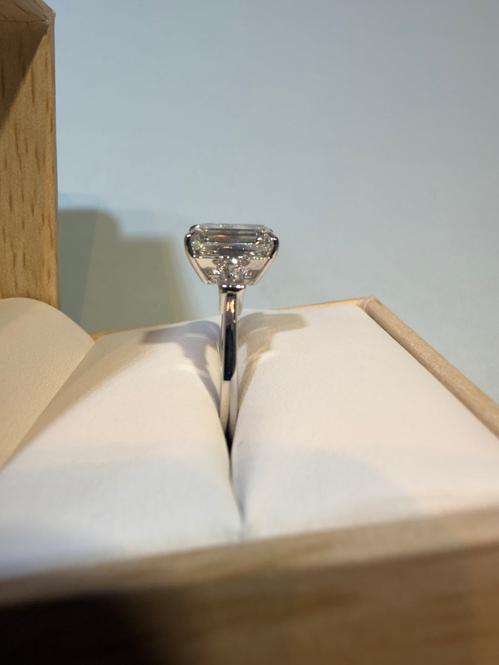 3.12 Carat Emerald shape lab Diamond Engagement Ring igi certified 14k White Gold