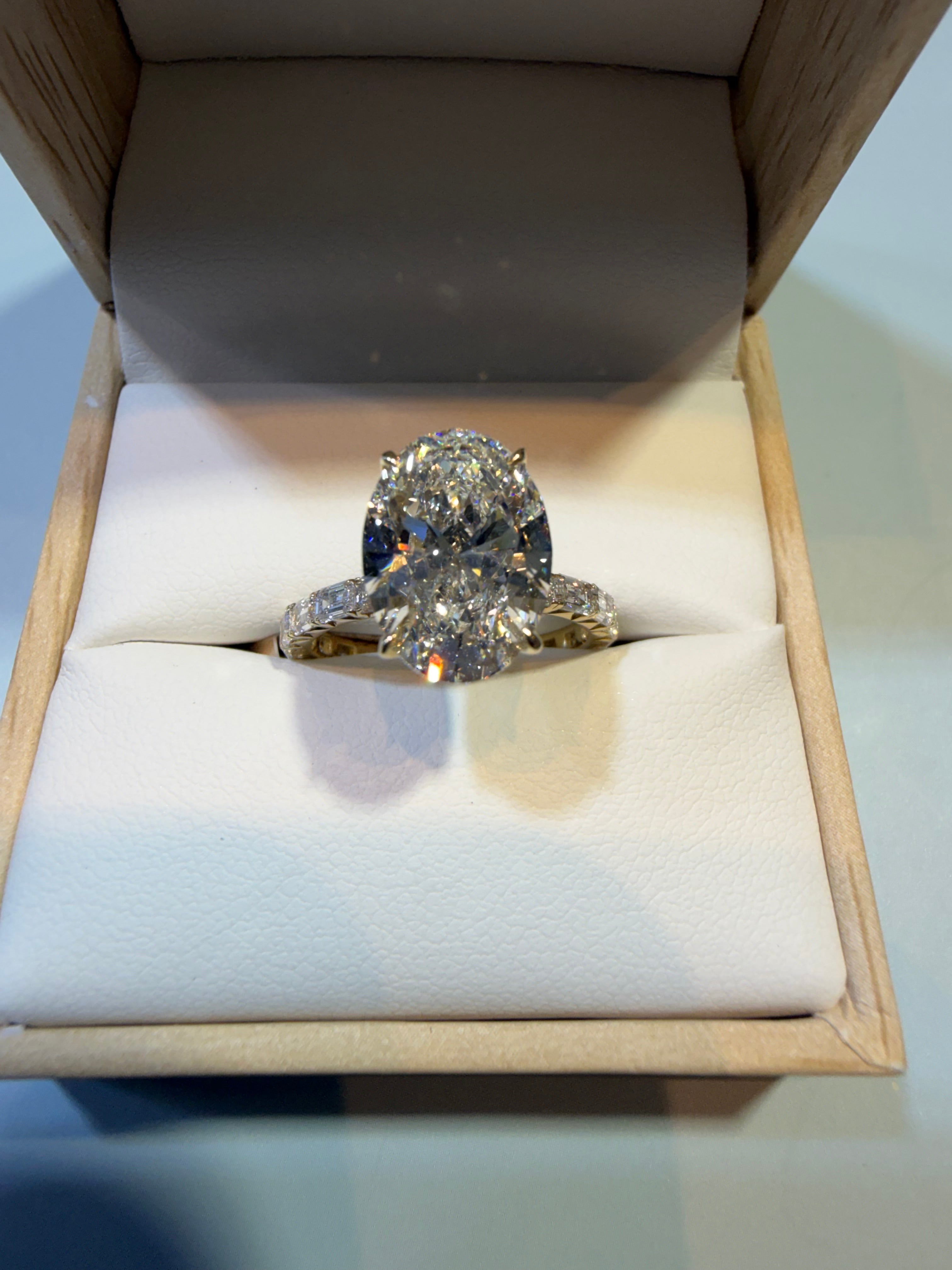 4.08 Carat Oval Cut Lab-Grown Diamond Engagement Ring – 14K Yellow Gold | IGI Certified