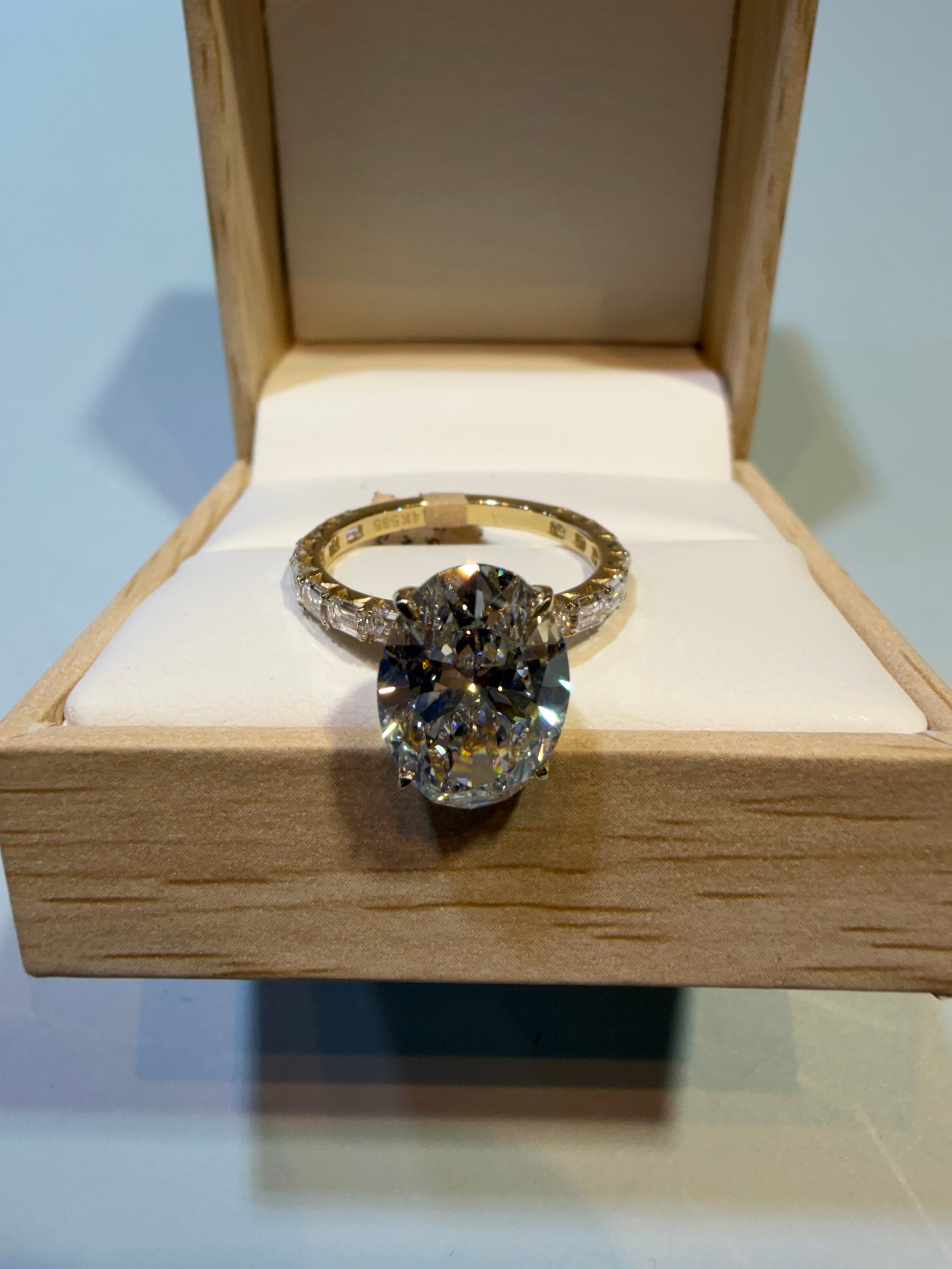 4.08 Carat Oval Cut Lab-Grown Diamond Engagement Ring – 14K Yellow Gold | IGI Certified